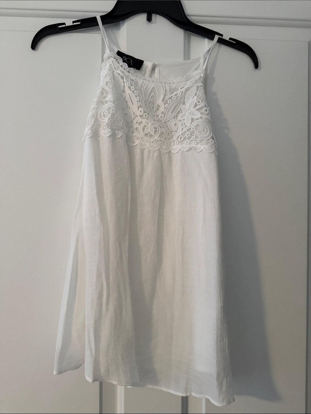BCX White Lace Yoke Spaghetti Strap Tank